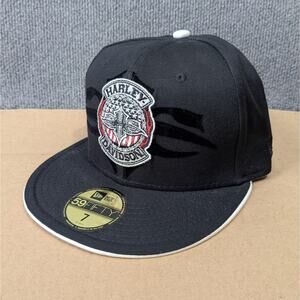 Harley-Davidson New Era 59FIFTY Fitted Cap Hat Size 7 XS Embroidered Patch
